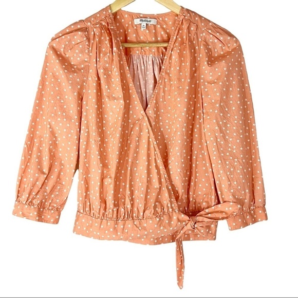 Madewell‎ Wrap Top in Star Scatter Coral - Picture 2 of 6